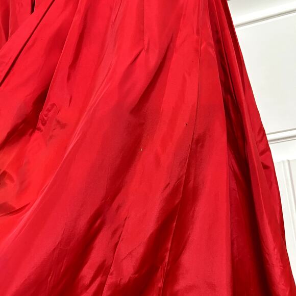 1950s Jonny Herbert Couture Red Taffeta Party Dress XS Rockabilly Pin Up Vtg - Picture 9 of 16